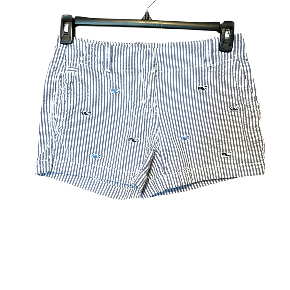 Vineyard Vines Logo Blue Striped Shorts